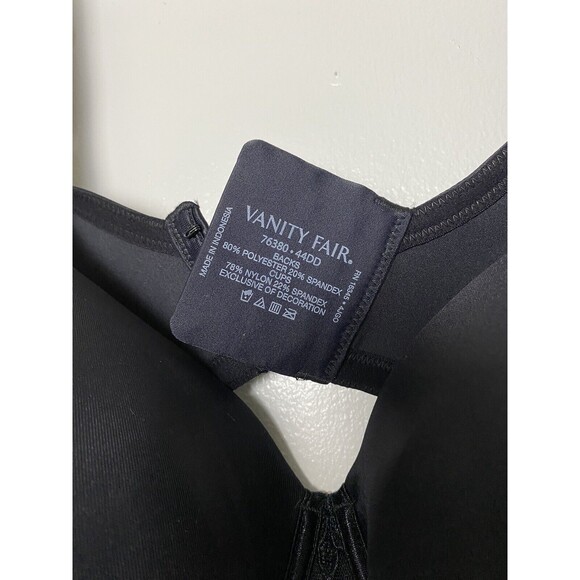 Vanity Fair Bra Size 44DD Black Beautiful Benefits Contour Back Smoother - Picture 6 of 13